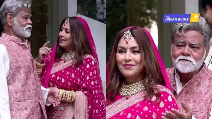 A video of actress Mahima Chaudhry dressed as a bride with Sanjay Mishra has gone viral,